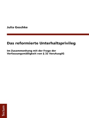 cover image of Das reformierte Unterhaltsprivileg